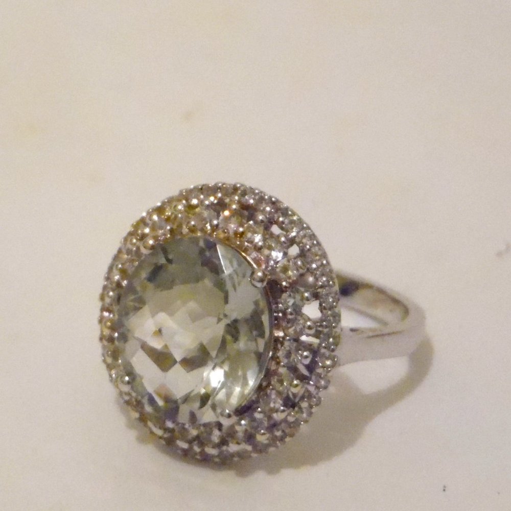 COPY - Colleen Lopez Colored Gemstone & White Topaz Cocktail Ring Size 9